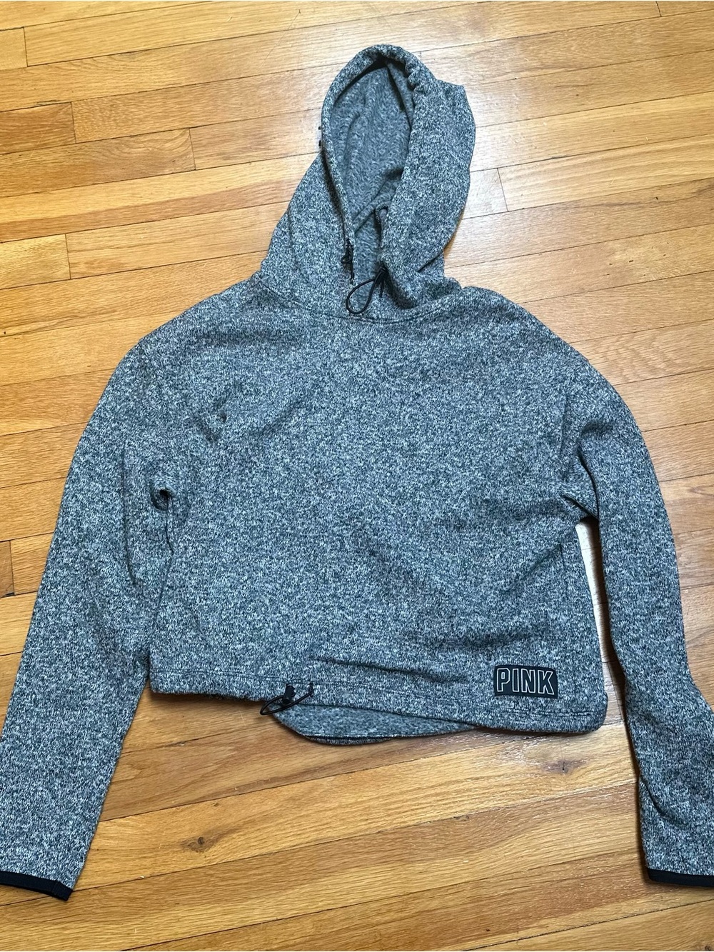 PINK Victoria's Secret Heather Gray Cropped Drawstring Hoodie